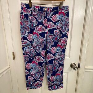 Chico's Paisley Luxe Twill Utility Crop Pants 1.5 Cruise Wear size 1.5 / M / 10